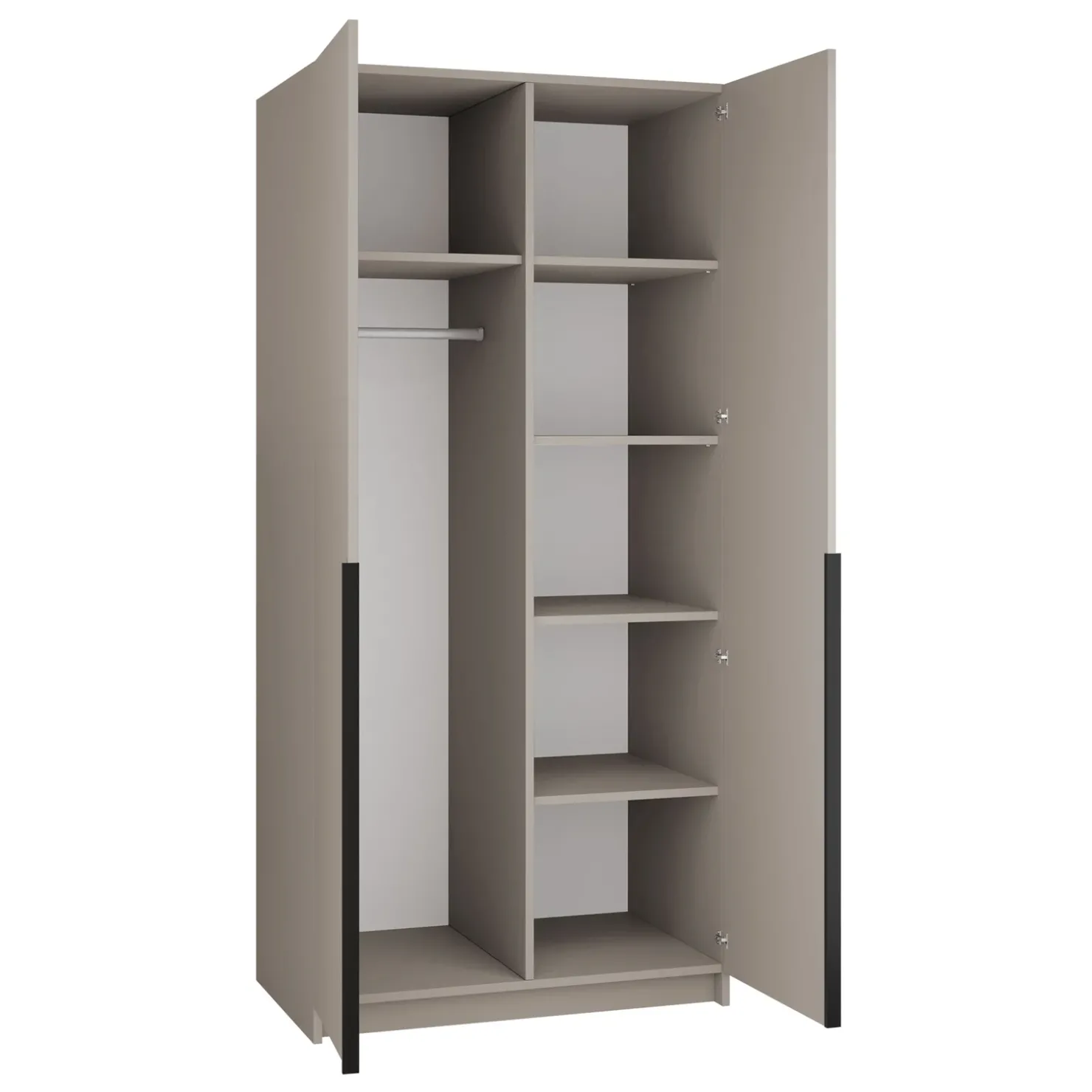 Garnero Arredamenti Armadio 100x215h cm 2 ante 2 specchi moderno beige nero Glammy 2 Beige - Nero Clearance