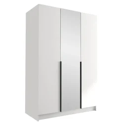 Garnero Arredamenti Armadio 150x215h cm 3 ante 1 specchio moderno bianco nero Glammy 3 Bianco Opaco - Nero Outlet
