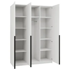 Garnero Arredamenti Armadio 150x215h cm 3 ante 1 specchio moderno bianco nero Glammy 3 Bianco Opaco - Nero Outlet