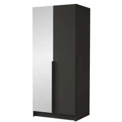 Garnero Arredamenti Armadio 100x215h cm 2 ante 1 specchio moderno  nero Glammy 2 Nero Opaco - Nero Clearance
