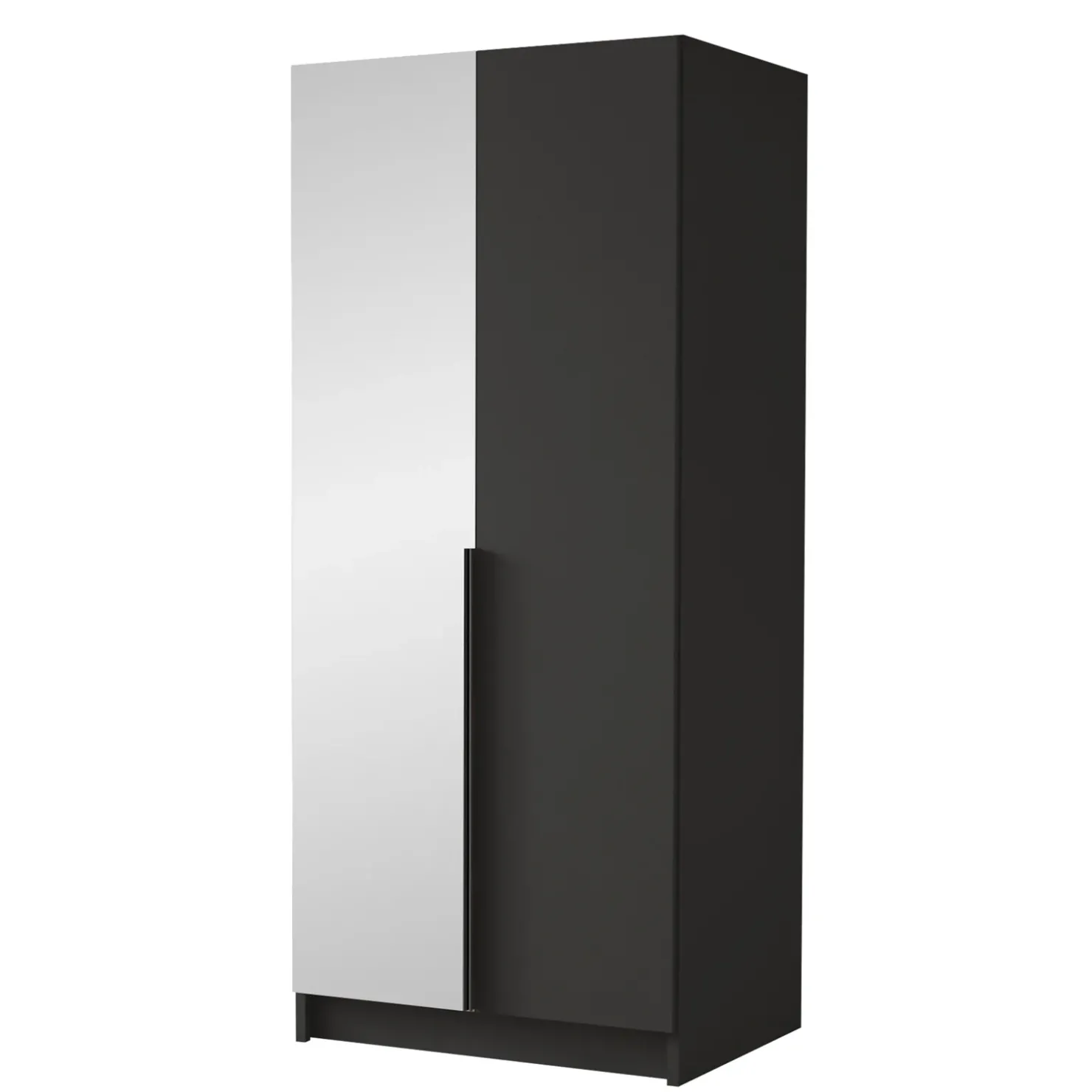 Garnero Arredamenti Armadio 100x215h cm 2 ante 1 specchio moderno nero Glammy 2 Nero Opaco - Nero Clearance