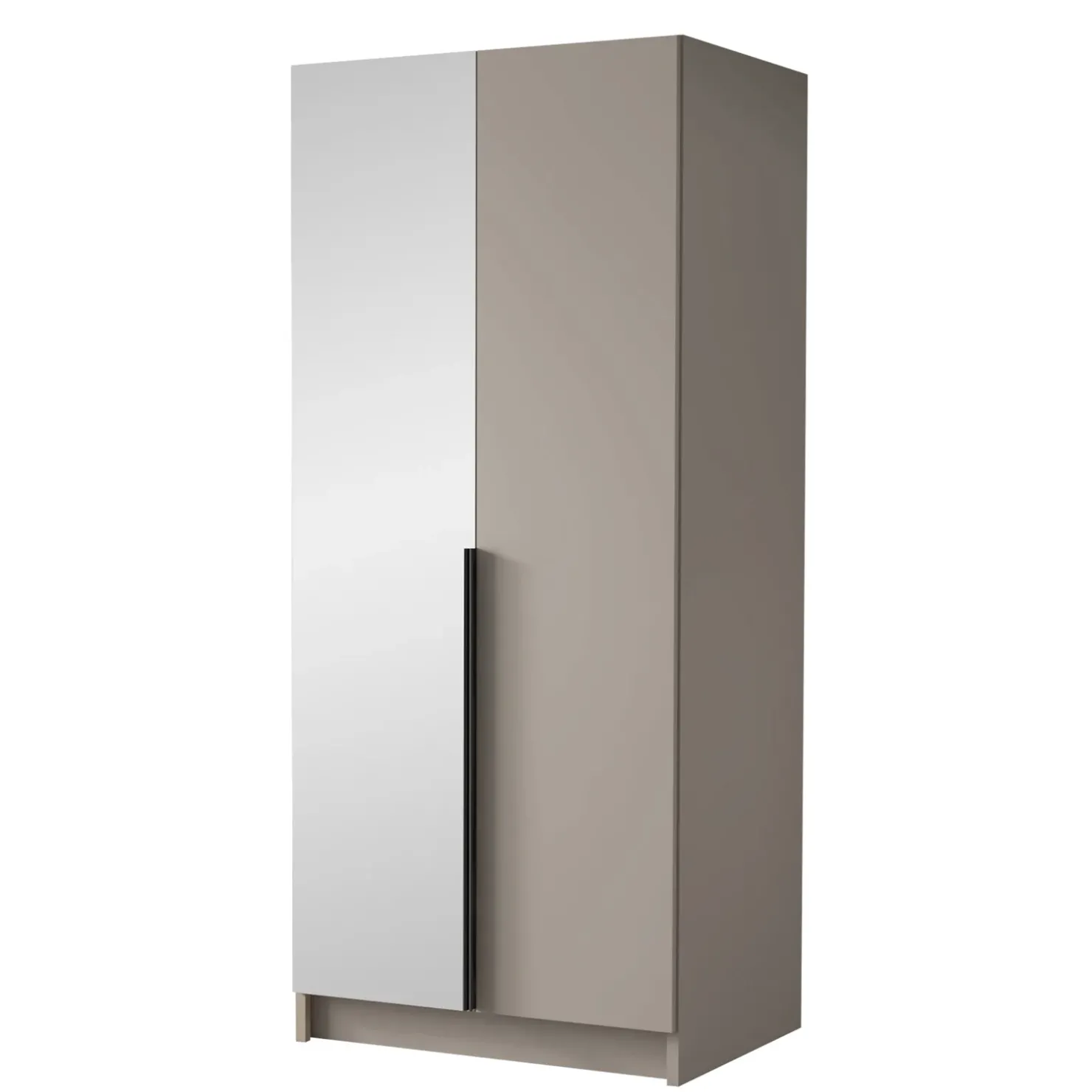 Garnero Arredamenti Armadio 100x215h cm 2 ante 1 specchio moderno beige nero Glammy 2 Beige - Nero New