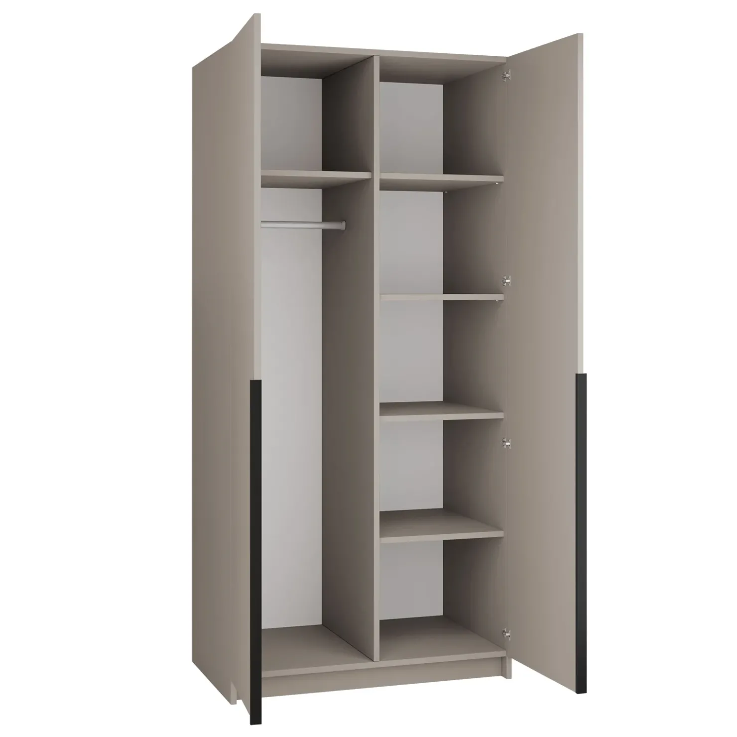 Garnero Arredamenti Armadio 100x215h cm 2 ante 1 specchio moderno beige nero Glammy 2 Beige - Nero New