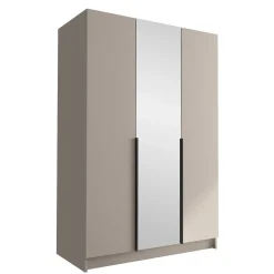 Garnero Arredamenti Armadio 150x215h cm 3 ante 1 specchio moderno beige nero Glammy 3 Beige - Nero Outlet