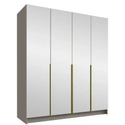 Garnero Arredamenti Armadio 200x215h cm 4 ante 4 specchi moderno beige oro Glammy 4 Beige - Oro Clearance