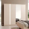 Garnero Arredamenti Armadio 224x210h cm 4 ante battenti con specchio moderno beige Jolly Discount