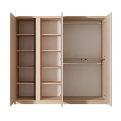 Garnero Arredamenti Armadio 224x210h cm 4 ante battenti con specchio moderno beige Jolly Discount