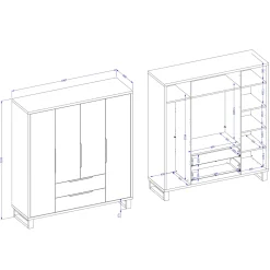 Garnero Arredamenti Armadio 190x210h cm 4 ante battenti 2 cassetti rovere Petra Discount