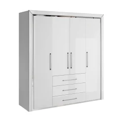 Garnero Arredamenti Armadio 199x214h cm 4 ante battenti 3 cassetti moderno bianco Benz