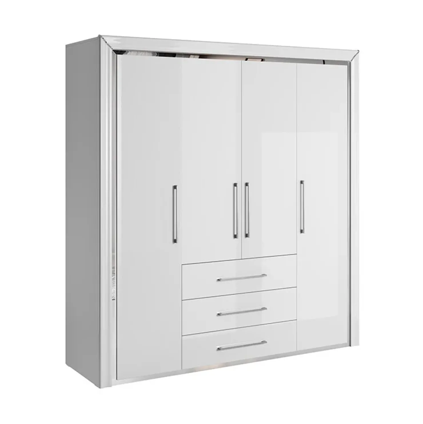 Garnero Arredamenti Armadio 199x214h cm 4 ante battenti 3 cassetti moderno bianco Benz