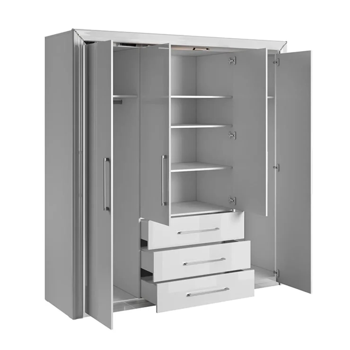 Garnero Arredamenti Armadio 199x214h cm 4 ante battenti 3 cassetti moderno bianco Benz