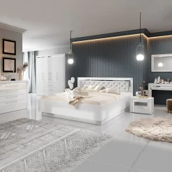 Garnero Arredamenti Armadio 199x214h cm 4 ante battenti 3 cassetti moderno bianco Benz