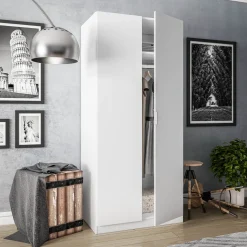 Garnero Arredamenti Armadio 81x180h cm 2 ante battenti moderno bianco opaco Oz Sale