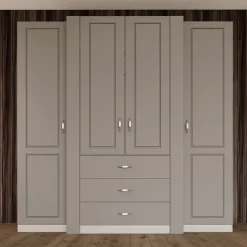 Garnero Arredamenti Armadio 210x205h cm 4 ante battenti 3 cassetti beige cashmere Emporio Sale