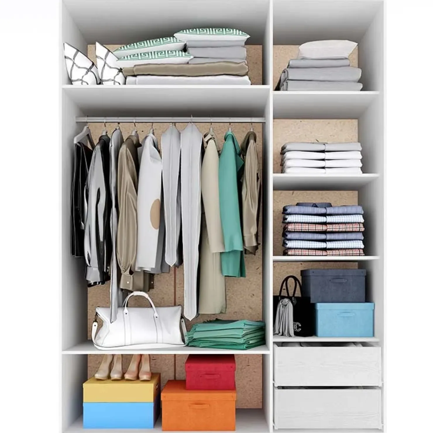 Garnero Arredamenti Armadio 170x228h cm 3 ante battenti moderno pino bianco Angara Outlet