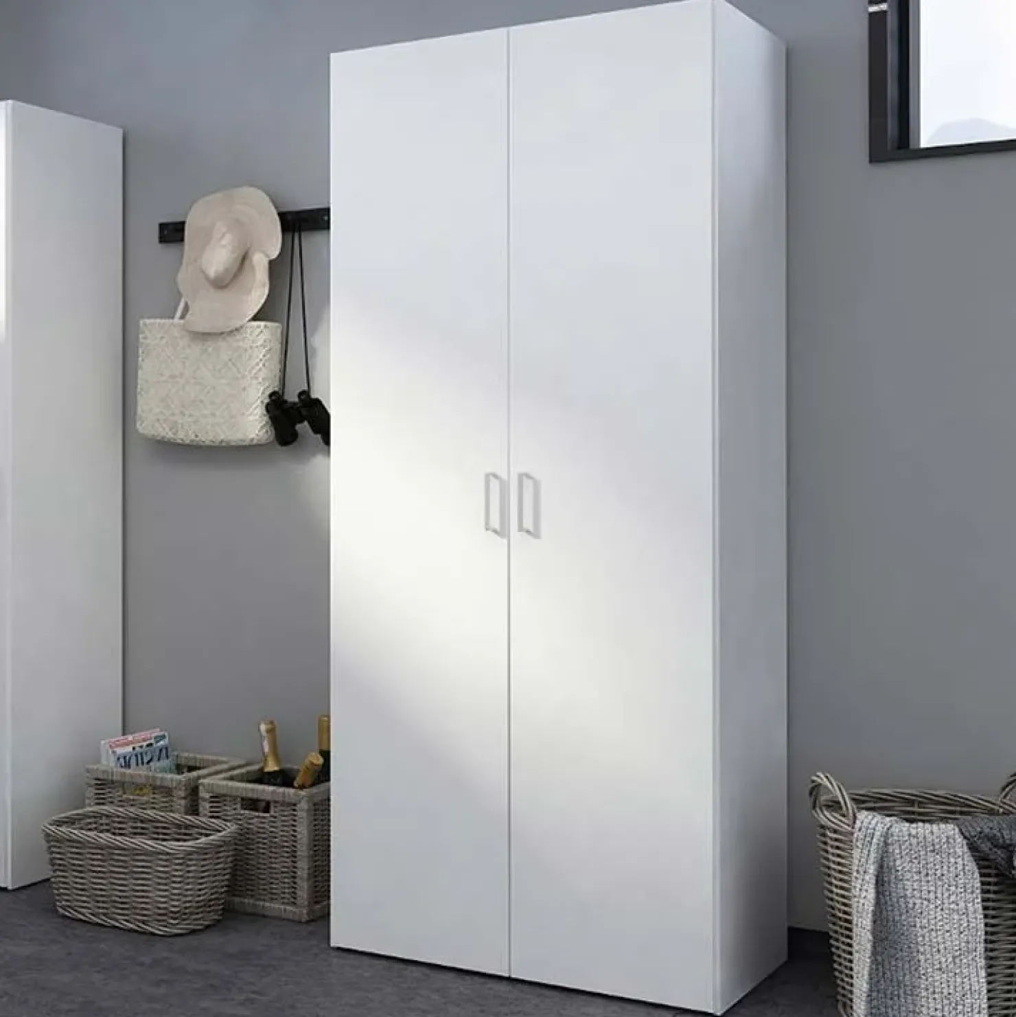 Garnero Arredamenti Armadio 78x176h cm 2 ante battenti bianco opaco Light Gihome®