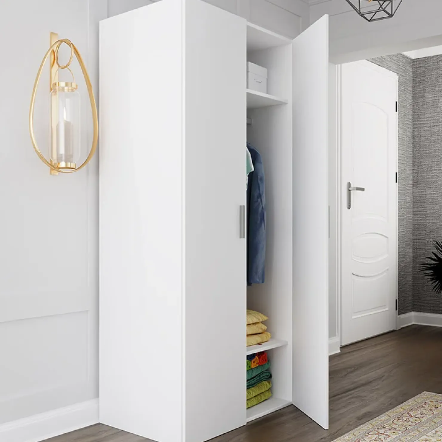 Garnero Arredamenti Armadio 78x176h cm 2 ante battenti bianco opaco Light Gihome®