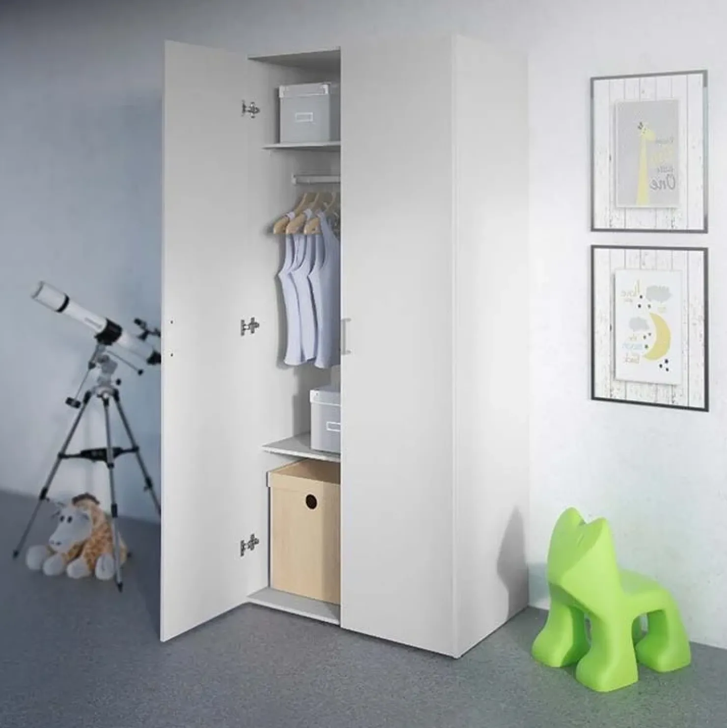 Garnero Arredamenti Armadio 78x176h cm 2 ante battenti bianco opaco Light Gihome®