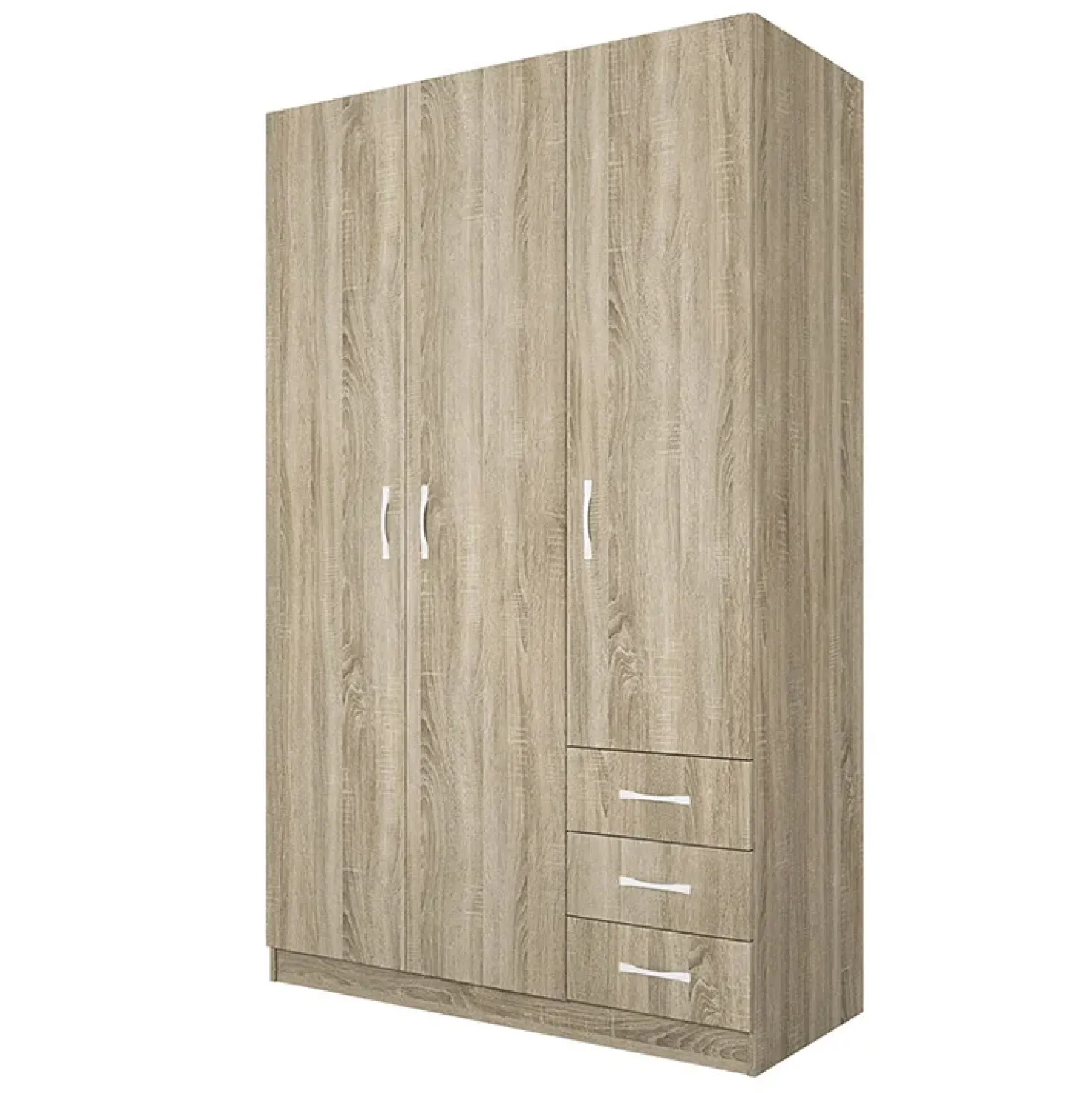 Garnero Arredamenti Armadio 118x191h cm 3 ante con cassetti sonoma Boverio Rovere Sale