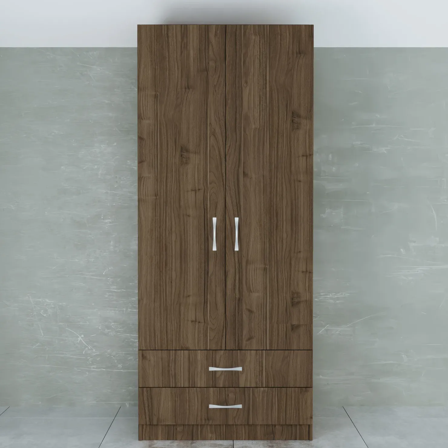 Garnero Arredamenti Armadio 80x191h cm 2 ante con cassetti moderno Carlino Noce Clearance