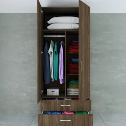 Garnero Arredamenti Armadio 80x191h cm 2 ante con cassetti moderno Carlino Noce Clearance