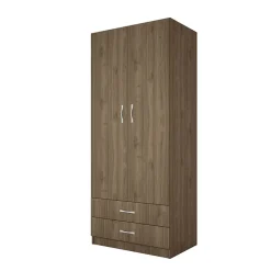 Garnero Arredamenti Armadio 80x191h cm 2 ante con cassetti moderno Carlino Noce Clearance