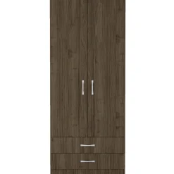Garnero Arredamenti Armadio 80x191h cm 2 ante con cassetti moderno Carlino Noce Clearance