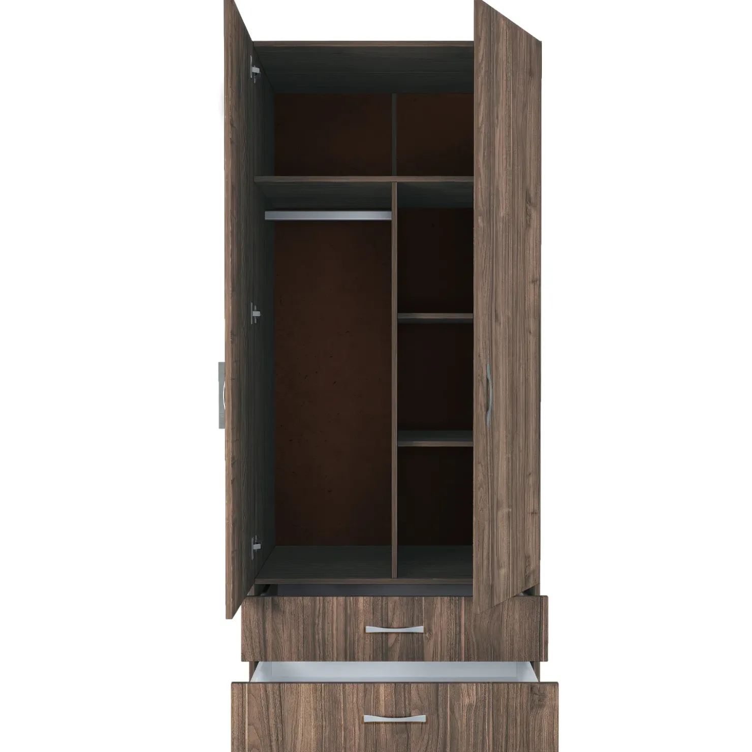 Garnero Arredamenti Armadio 80x191h cm 2 ante con cassetti moderno Carlino Noce Clearance