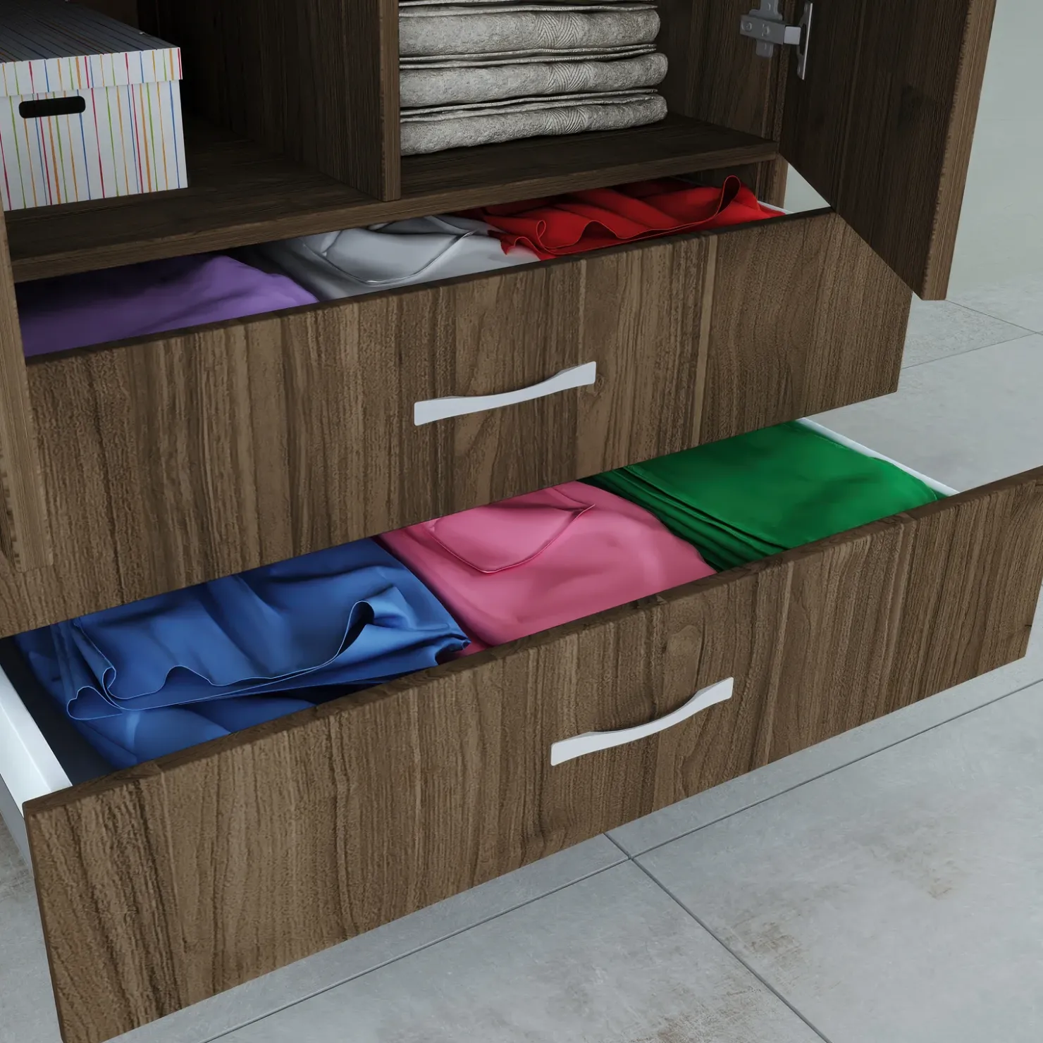 Garnero Arredamenti Armadio 80x191h cm 2 ante con cassetti moderno Carlino Noce Clearance