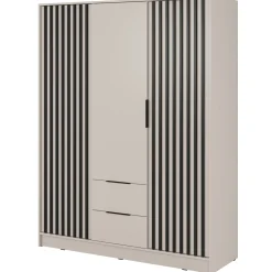 Garnero Arredamenti Armadio 155x200h cm 3 ante con cassetti moderno cashmere Miller Beige Online