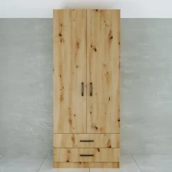 Garnero Arredamenti Armadio 80x191h cm 2 ante con cassetti moderno Carlino Rovere Rustico Clearance