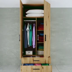 Garnero Arredamenti Armadio 80x191h cm 2 ante con cassetti moderno Carlino Rovere Rustico Clearance