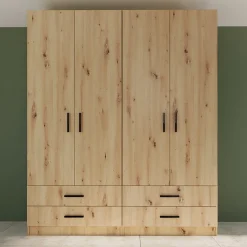 Garnero Arredamenti Armadio 80x191h cm 2 ante con cassetti moderno Carlino Rovere Rustico Clearance