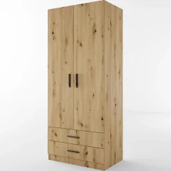 Garnero Arredamenti Armadio 80x191h cm 2 ante con cassetti moderno Carlino Rovere Rustico Clearance