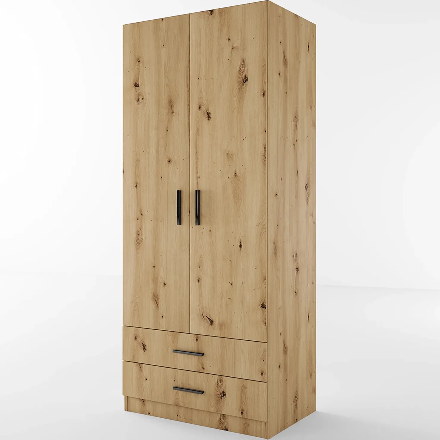 Garnero Arredamenti Armadio 80x191h cm 2 ante con cassetti moderno Carlino Rovere Rustico Clearance