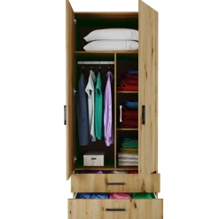 Garnero Arredamenti Armadio 80x191h cm 2 ante con cassetti moderno Carlino Rovere Rustico Clearance