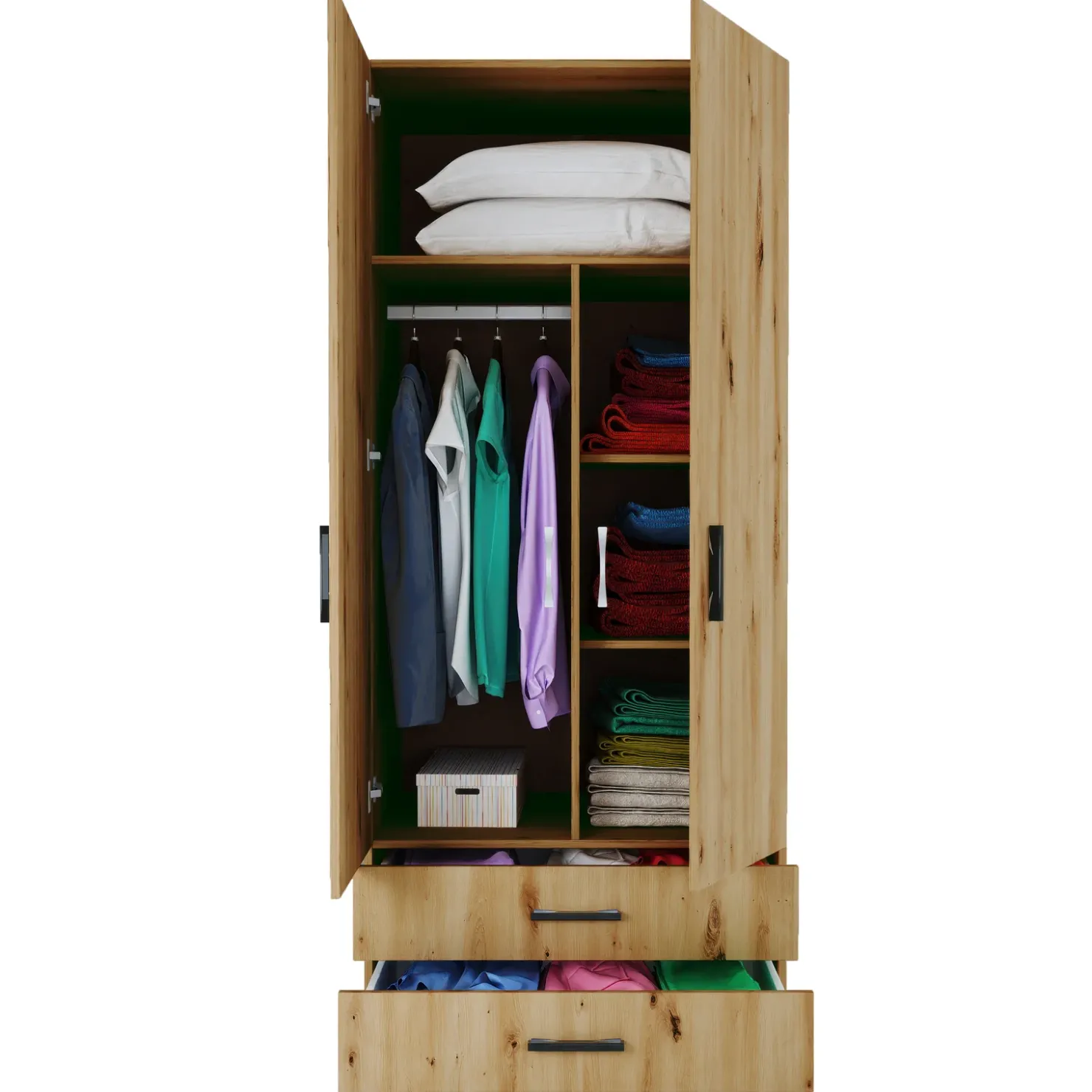 Garnero Arredamenti Armadio 80x191h cm 2 ante con cassetti moderno Carlino Rovere Rustico Clearance