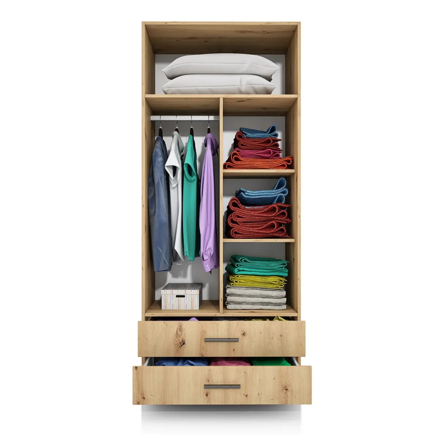 Garnero Arredamenti Armadio 80x191h cm 2 ante con cassetti moderno Carlino Rovere Rustico Clearance