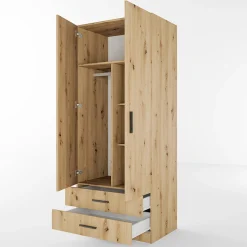 Garnero Arredamenti Armadio 80x191h cm 2 ante con cassetti moderno Carlino Rovere Rustico Clearance