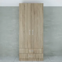 Garnero Arredamenti Armadio 80x191h cm 2 ante con cassetti moderno sonoma Carlino Rovere Sale