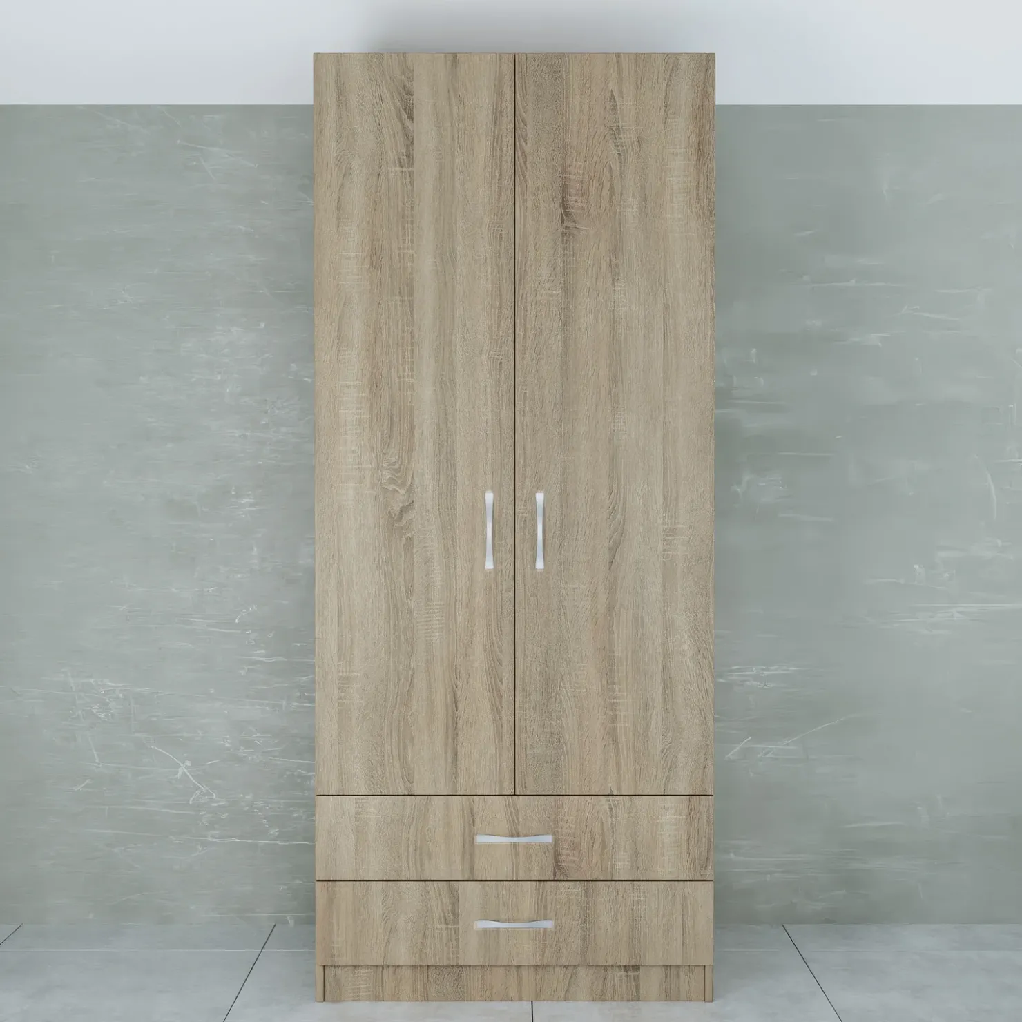 Garnero Arredamenti Armadio 80x191h cm 2 ante con cassetti moderno sonoma Carlino Rovere Sale