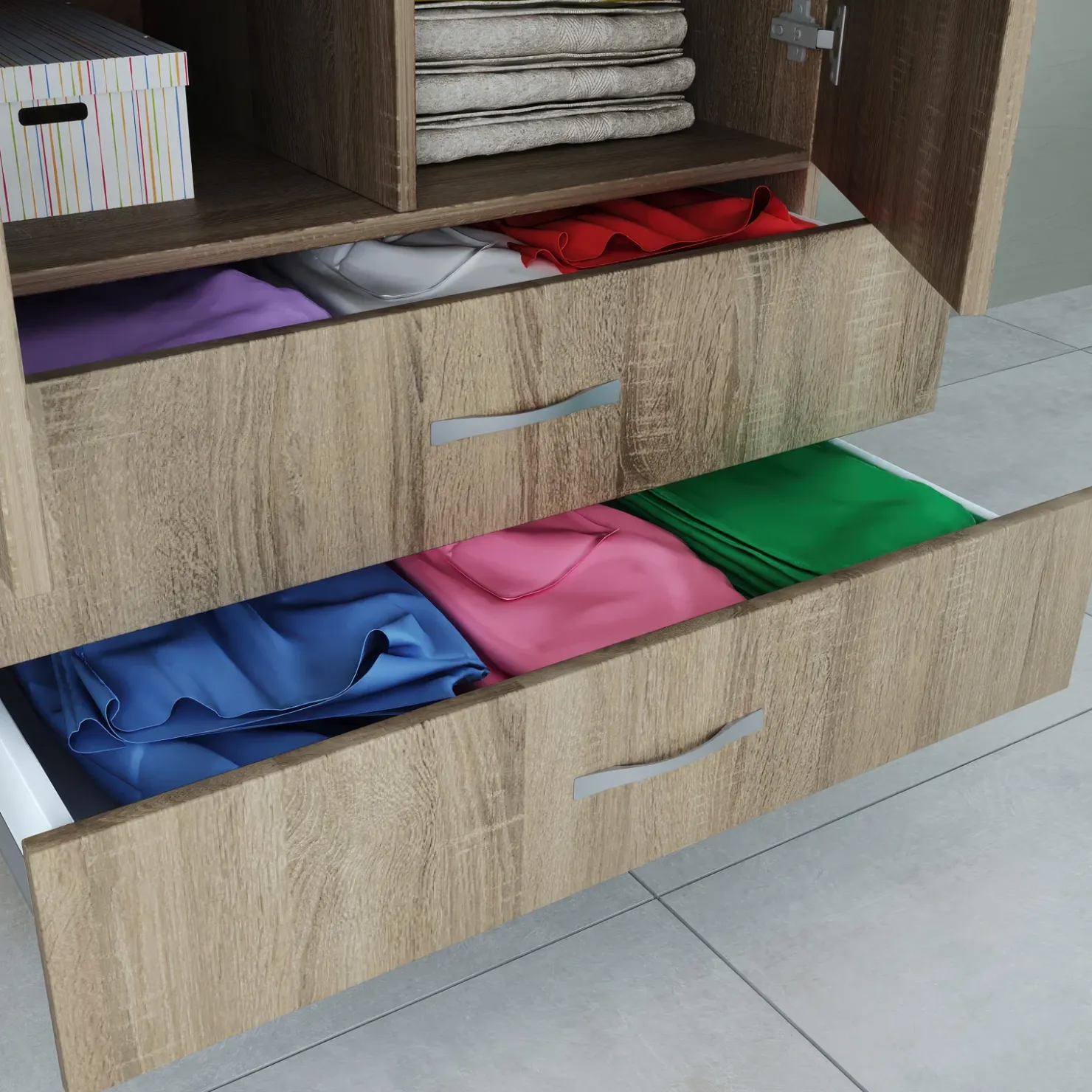 Garnero Arredamenti Armadio 80x191h cm 2 ante con cassetti moderno sonoma Carlino Rovere Sale