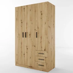 Garnero Arredamenti Armadio 118x191h cm 3 ante con cassetti Boverio Rovere Rustico Hot