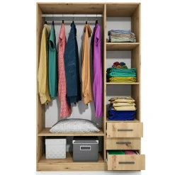 Garnero Arredamenti Armadio 118x191h cm 3 ante con cassetti Boverio Rovere Rustico Hot