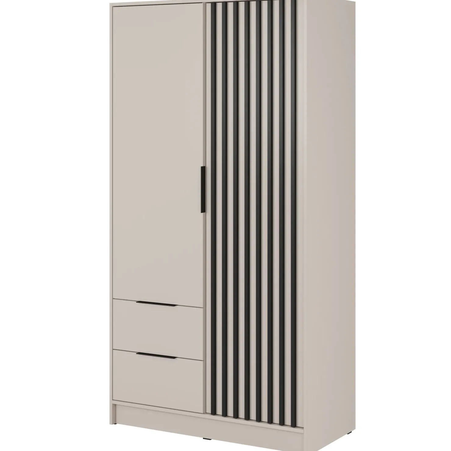 Garnero Arredamenti Armadio 105x200h cm 2 ante con cassetti cashmere Miller Beige Discount