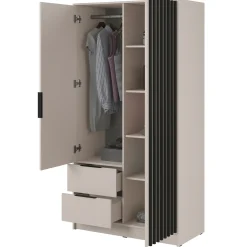 Garnero Arredamenti Armadio 105x200h cm 2 ante con cassetti cashmere Miller Beige Discount