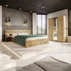 Garnero Arredamenti Armadio 120x190h cm 3 ante con specchio Plutone Rovere Rustico Outlet