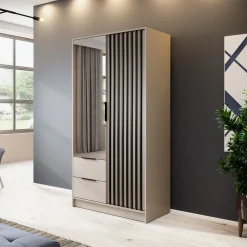 Garnero Arredamenti Armadio 105x200h cm 2 ante con specchio cashmere Miller Beige Sale