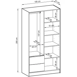 Garnero Arredamenti Armadio 105x200h cm 2 ante con specchio cashmere Miller Beige Sale