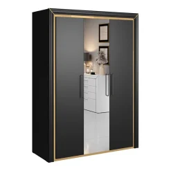 Garnero Arredamenti Armadio 155x214h cm 3 ante con specchio modderno nero oro Benz Online